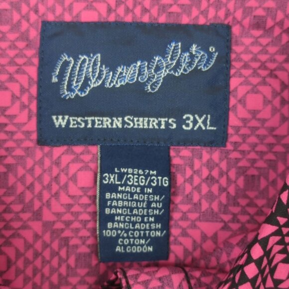 Wrangler Women’s Western Shirt 3XL Pink Black Breast Cancer Awareness Pearl Snap - Picture 2 of 11